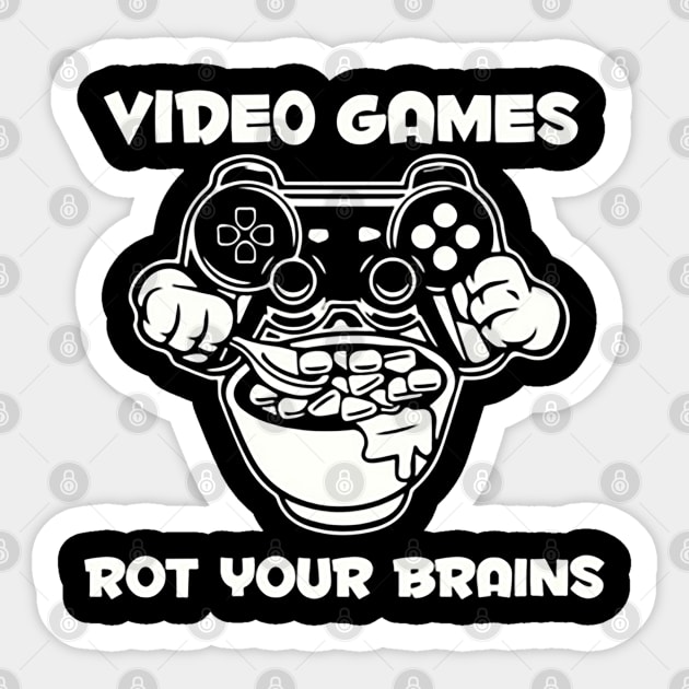 video games rot your brains Sticker by fredakiker